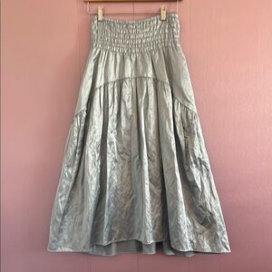 Vince Green Maxi A-Line Skirt Smocked High-Low